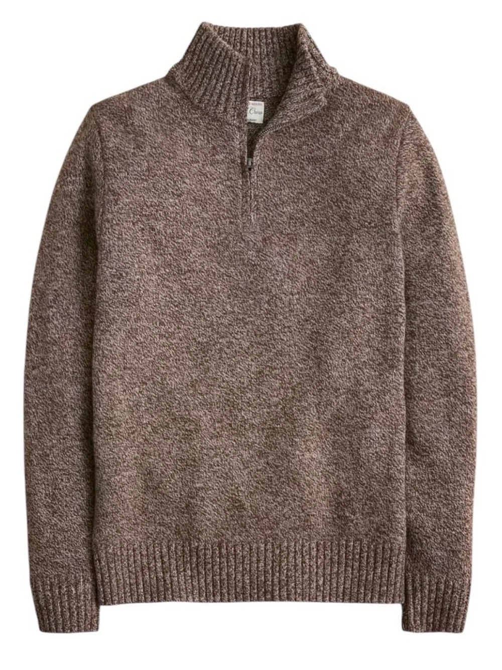 J. Crew Rugged Merino Wool Marled Quarter Zip Sweater Marled Hazelnut NWT Large